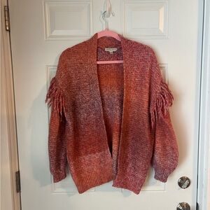 FRYE AND CO. Women's Red and Orange Fringe Cardigan